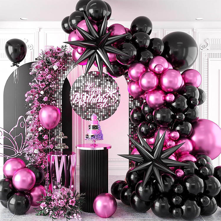 Kovový purpurový Black Exploding Star Garland Arch